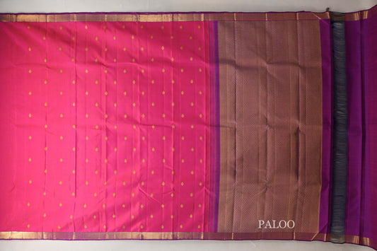 Dual Tone Orange and Pink with Dual Tone Pink and Blue Borders Vintage Kanjivaram Silk Saree by Shreenivas Silks PSSR019070