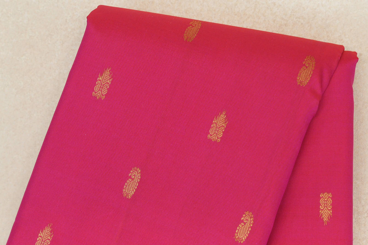 Bright Rani Pink with Violet Purple Borders Vintage Kanjivaram Silk Saree by Shreenivas Silks PSSR0110201