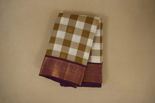 Multi Color with Magenta Borders Vintage Kanjivaram Silk Saree