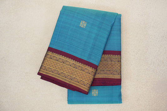 Baby Blue with Deep Maroon Borders Vintage Kanjivaram Silk Saree by Shreenivas Silks PSSR0110202