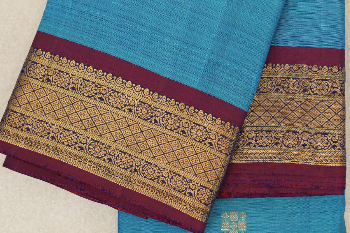 Baby Blue with Vintage Kanjivaram Silk Saree border