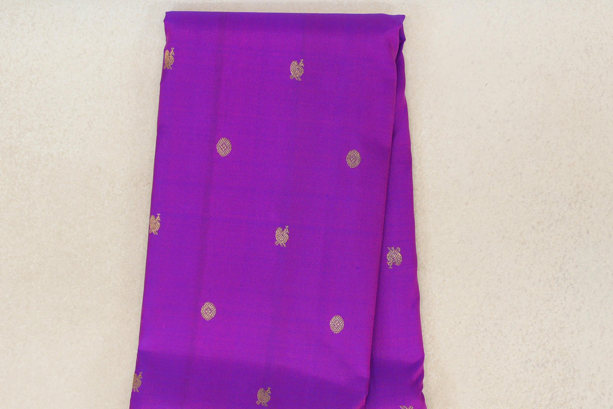 Dual Tone of Pink and Violet with Deep Rani Pink Borders and Bright Orange Selvedge Vintage Kanjivaram Silk Saree PSSR0110203