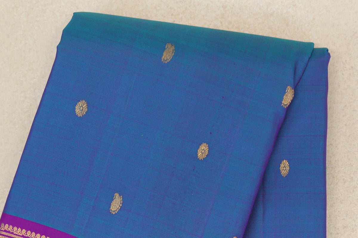 Dual Tone of Magenta and Blue with Deep Magenta Borders Vintage Kanjivaram Silk Saree PSSR0110204