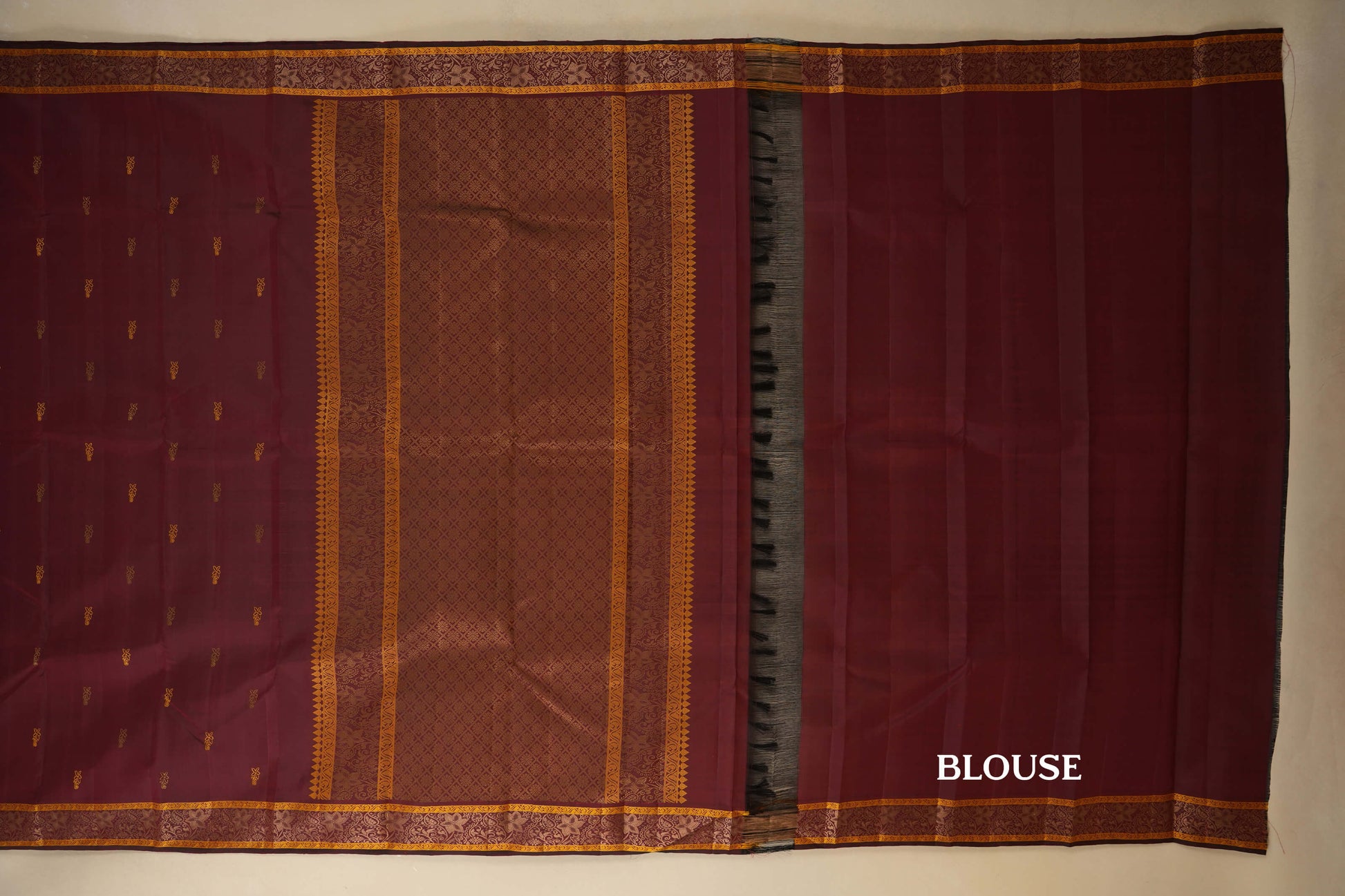 Dark Maroon Vintage Kanjivaram Silk Saree blouse