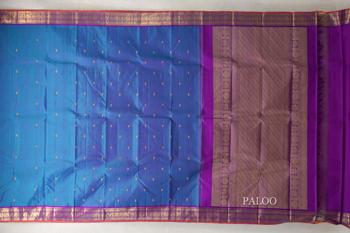 Dual Tone of Magenta and Blue with Deep Magenta Borders Vintage Kanjivaram Silk Saree PSSR0110204