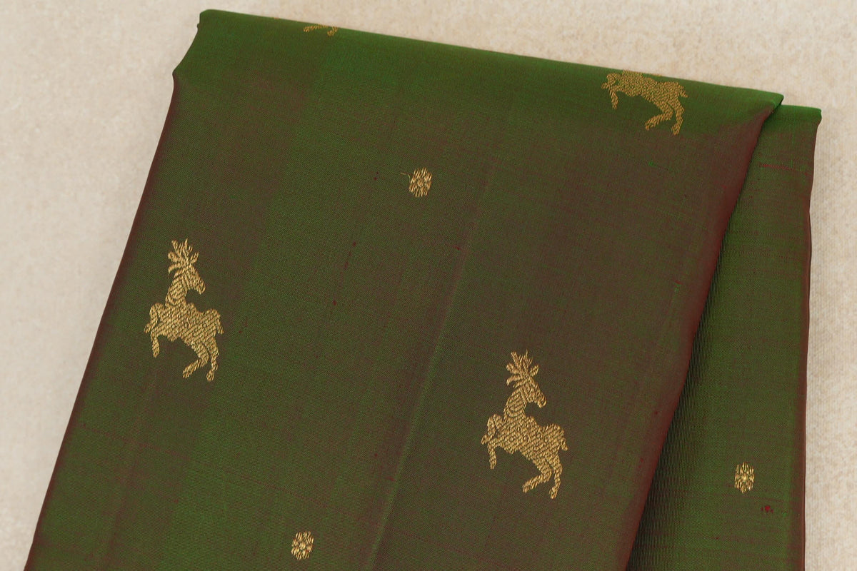 Dual Tone of Forest Green and Red Vintage Kanjivaram Silk Saree PSSR0110207