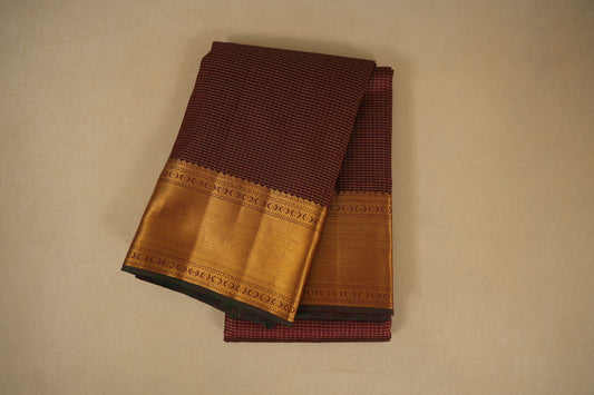 Maroon Checks Vintage Kanjivaram Silk Saree