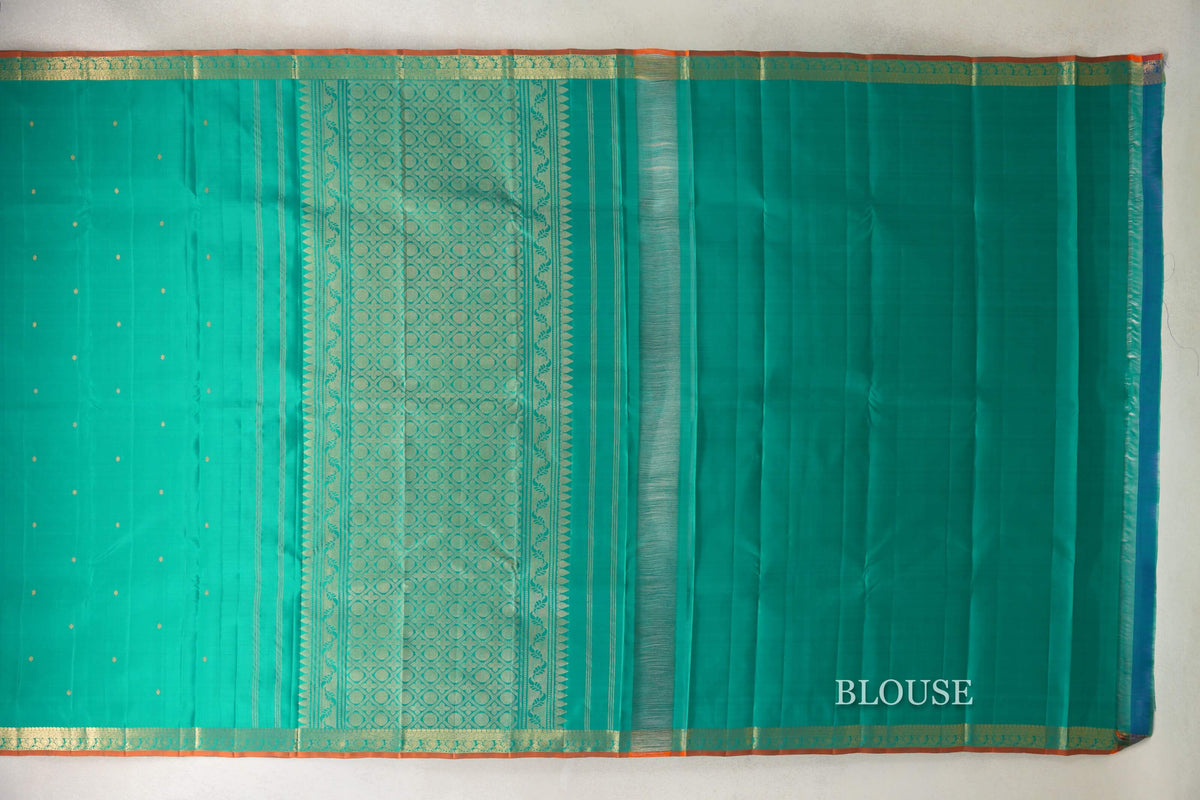 Aqua Green Vintage Kanjivaram Silk Saree by Shreenivas Silks PSSR0110208