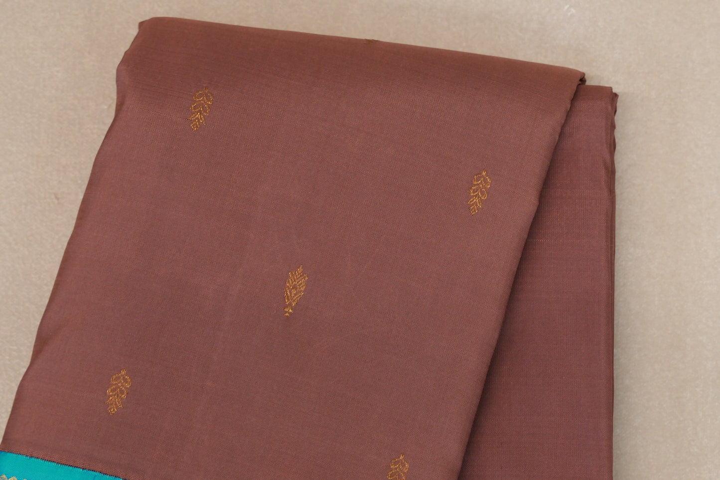 Earthy Brown with Aqua Blue Borders Vintage Kanjivaram Silk Saree by Shreenivas Silks PSSR019080