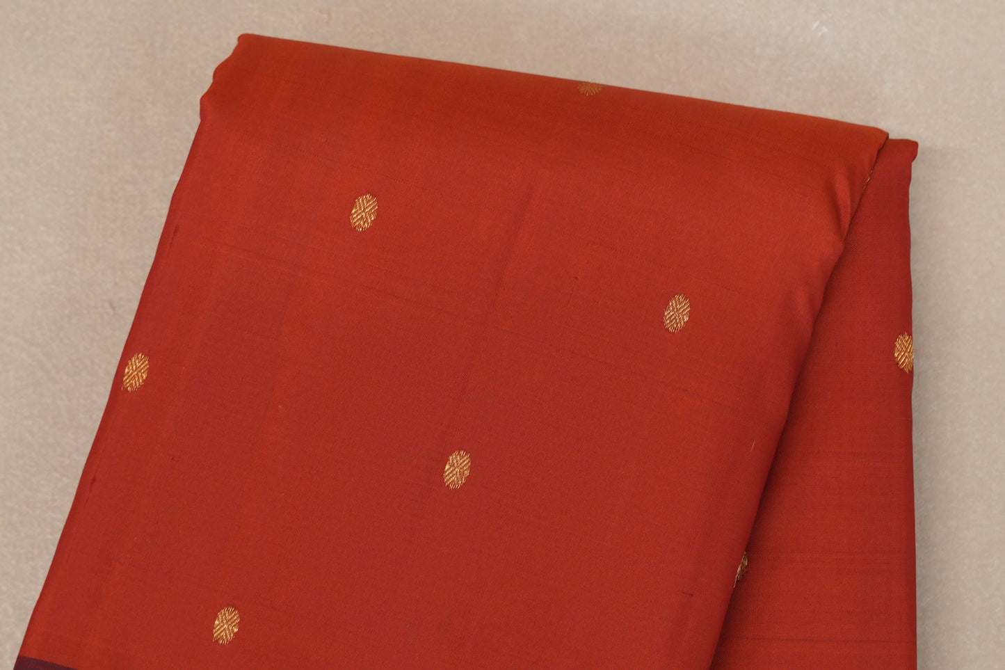 Rust Orange with Deep Maroon Borders and Dark Green Selvedge Vintage Kanjivaram Silk Saree by Shreenivas Silks PSSR019086