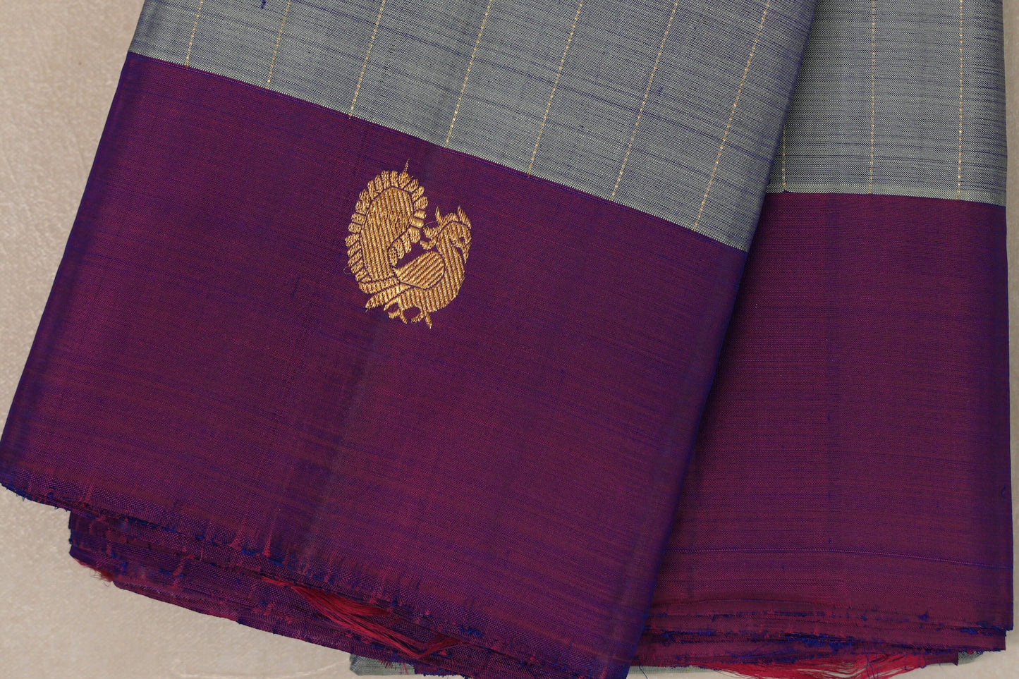 Dual Tone Silver Grey and Pastel Green with Dual Tone Pink and Blue Borders Vintage Kanjivaram Silk Saree by Shreenivas Silks PSSR019090