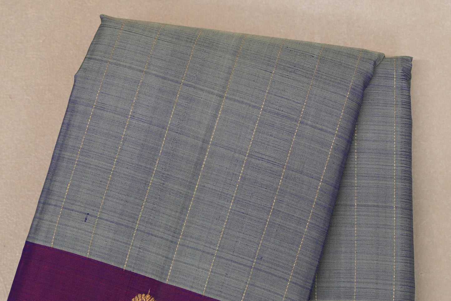Dual Tone Silver Grey and Pastel Green with Dual Tone Pink and Blue Borders Vintage Kanjivaram Silk Saree by Shreenivas Silks PSSR019090