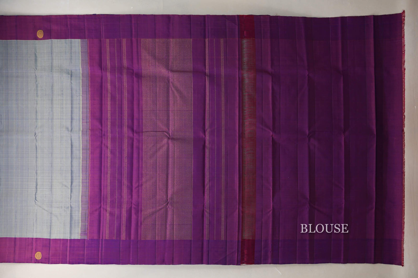Dual Tone Silver Grey and Pastel Green with Dual Tone Pink and Blue Borders Vintage Kanjivaram Silk Saree by Shreenivas Silks PSSR019090