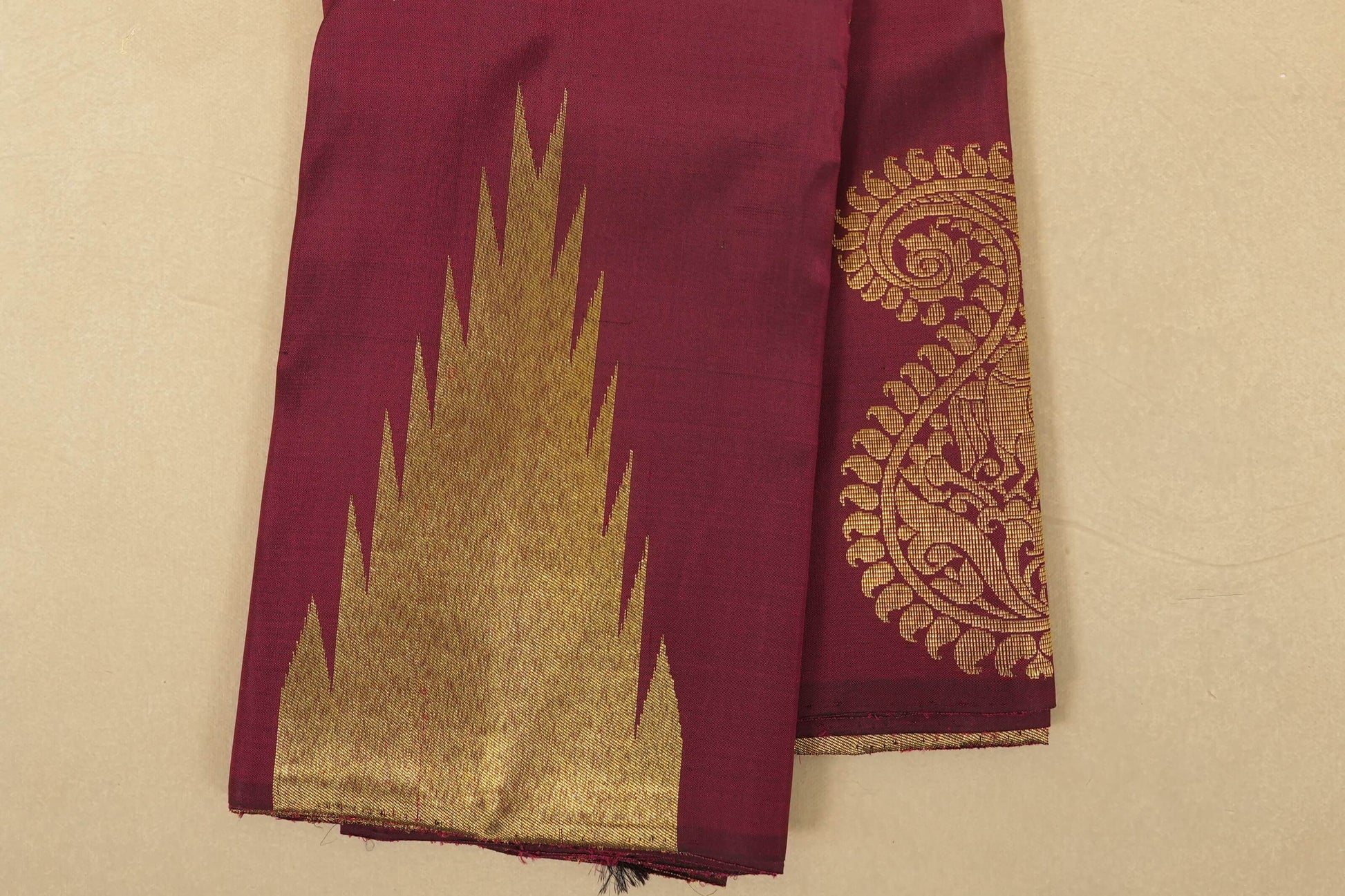Deep Maroon Kanjivaram Silk Saree by Shreenivas Silks PSSR018072 - Parisera