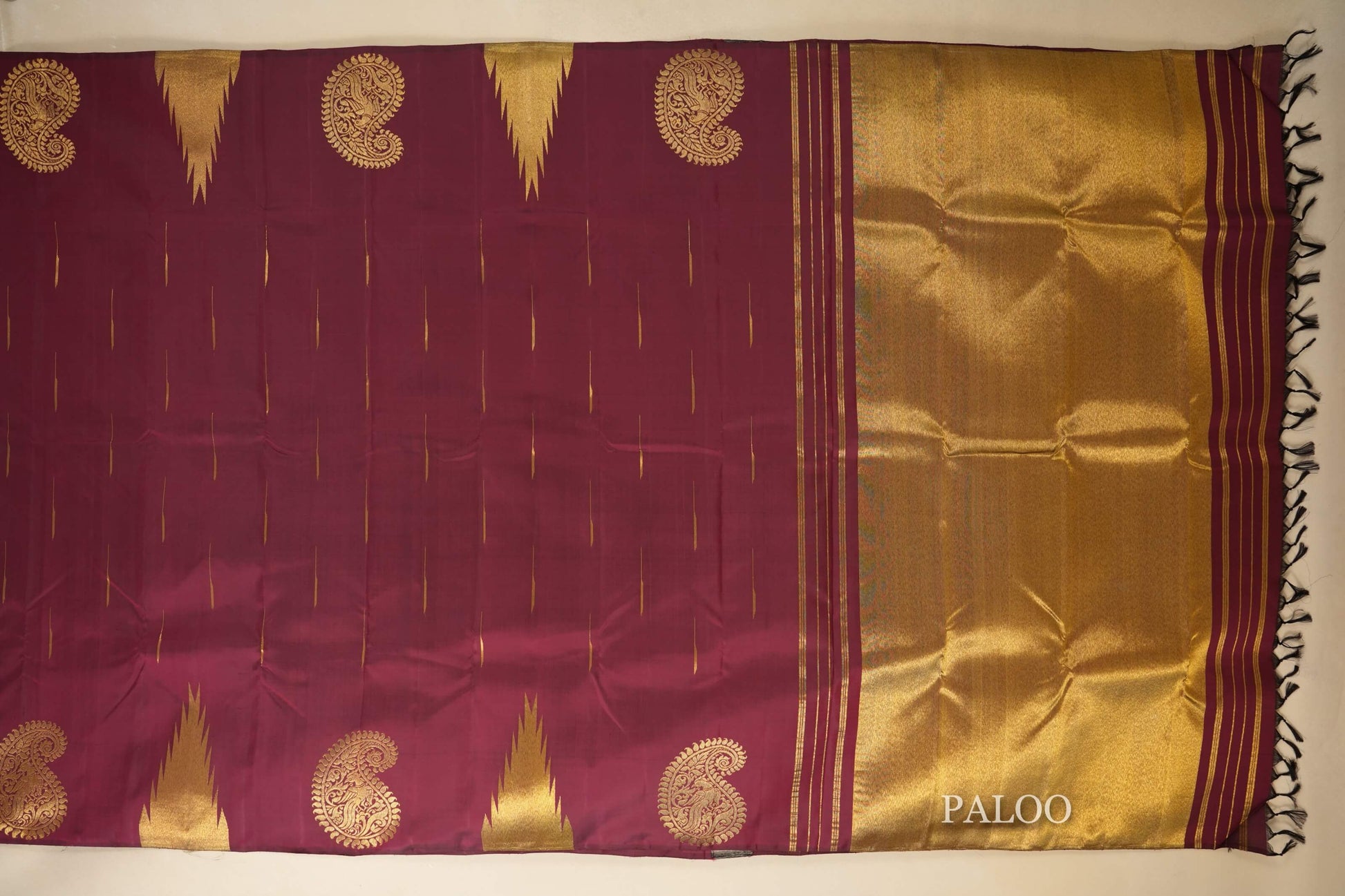 Deep Maroon Kanjivaram Silk Saree by Shreenivas Silks PSSR018072 - Parisera