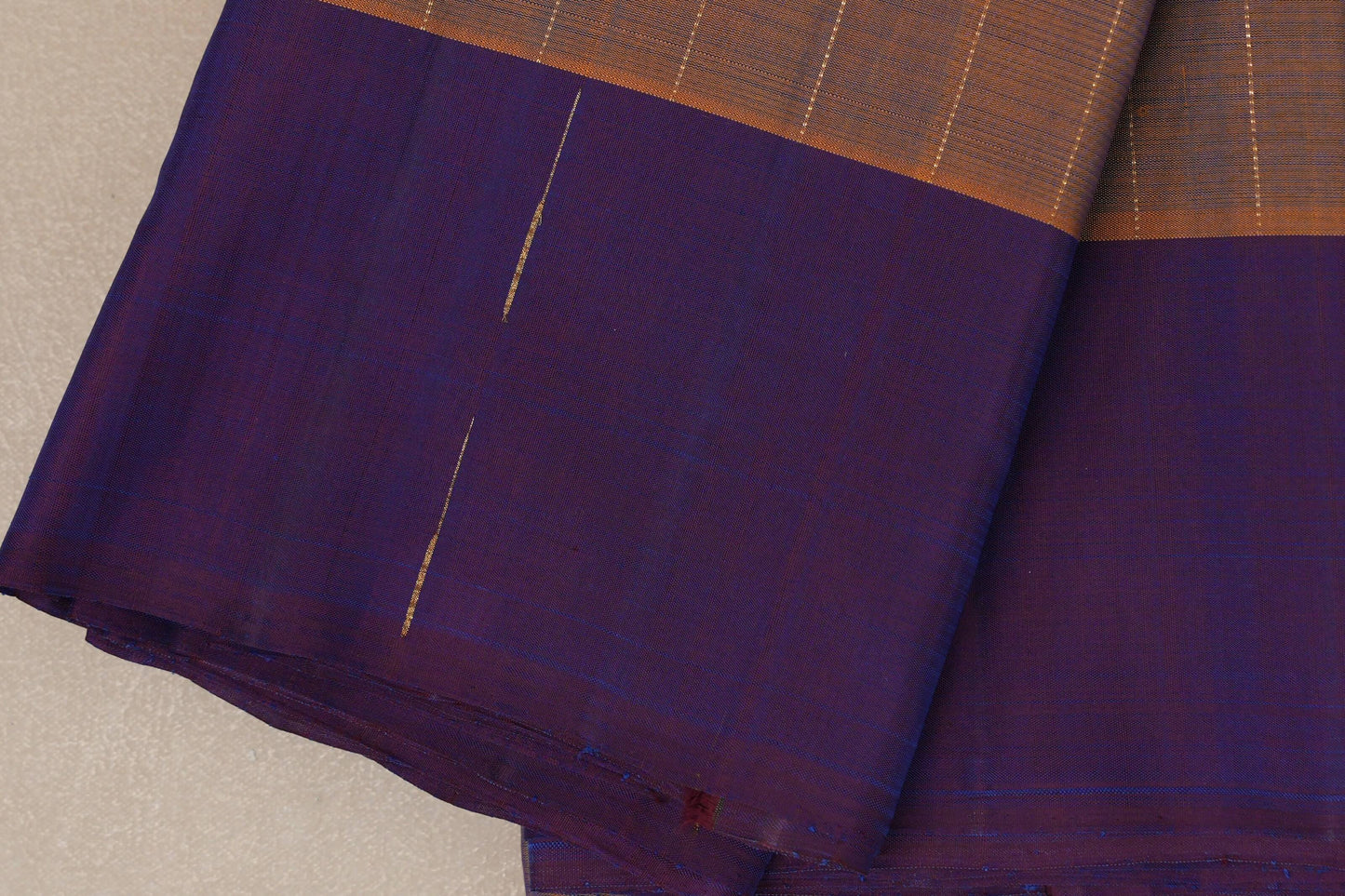 Dual Tone Mustard and Blue Plant Based Kanjivaram Silk Saree by Shreenivas Silks  border