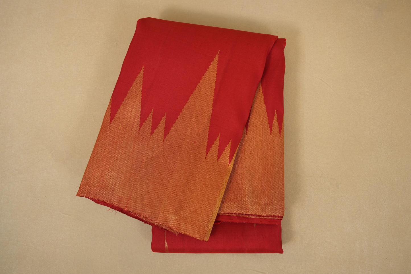 Red Kanjivaram Silk Saree with Temple Borders by Shreenivas Silks PSSR018073 - Parisera