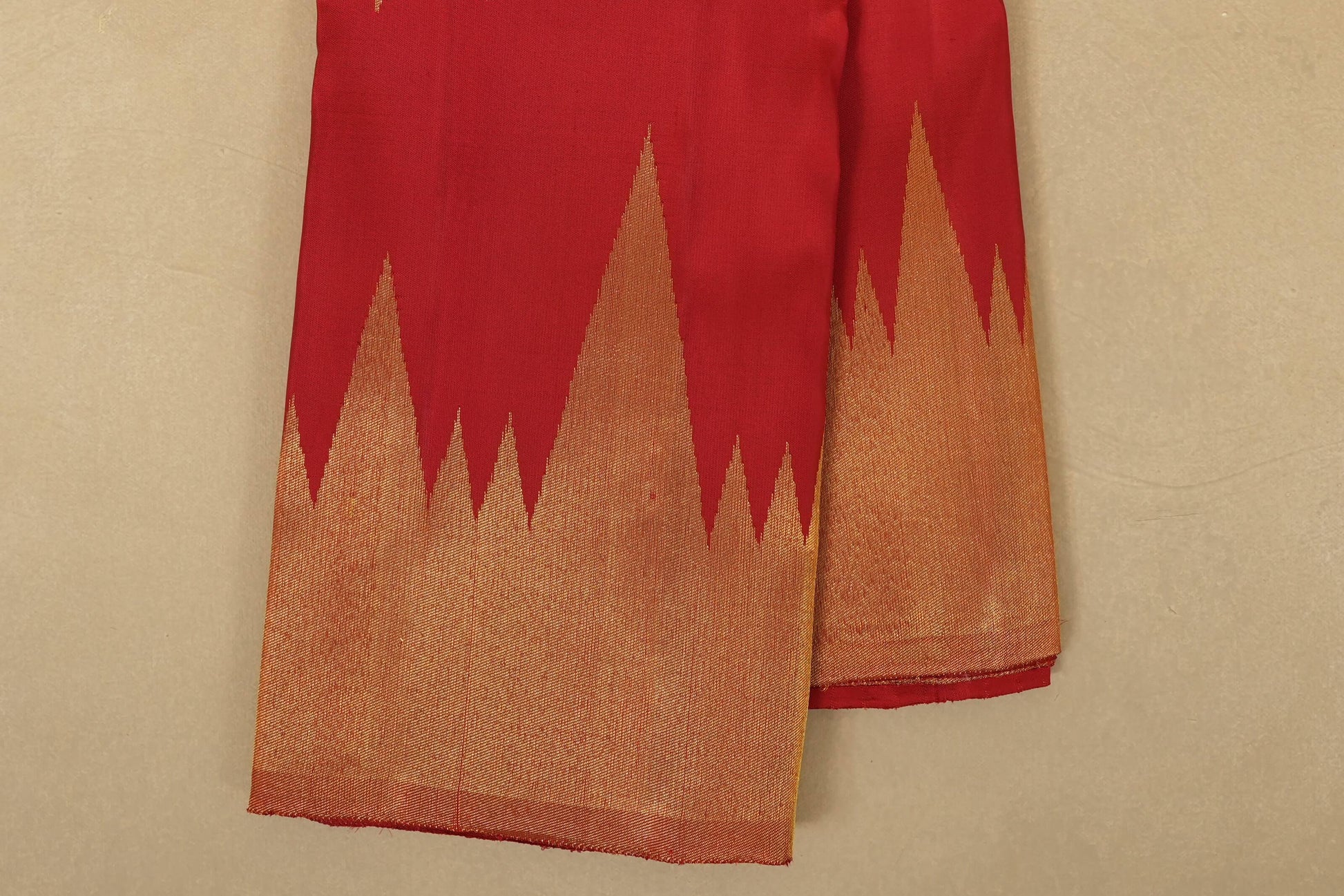 Red Kanjivaram Silk Saree with Temple Borders by Shreenivas Silks PSSR018073 - Parisera