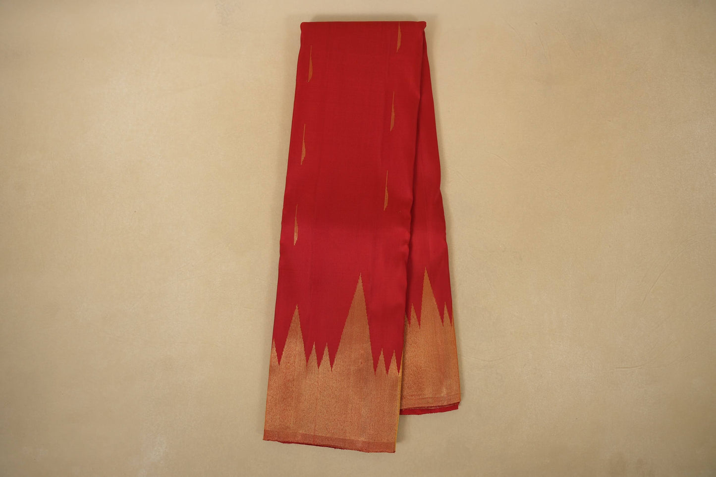 Red Kanjivaram Silk Saree with Temple Borders by Shreenivas Silks PSSR018073 - Parisera