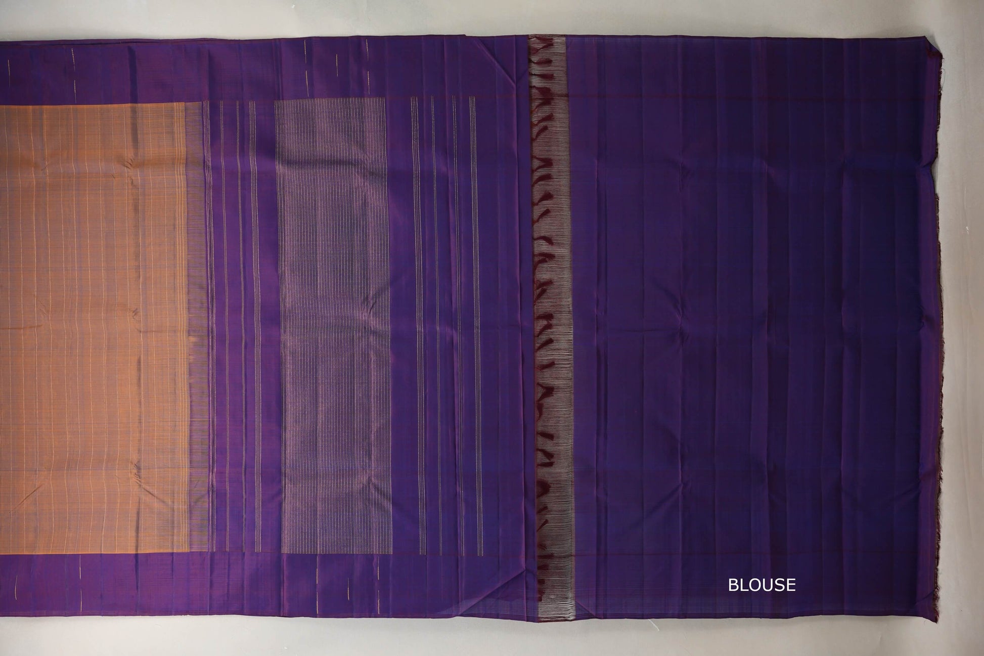 Dual Tone Mustard and Blue Plant Based Kanjivaram Silk Saree by Shreenivas Silks  blouse