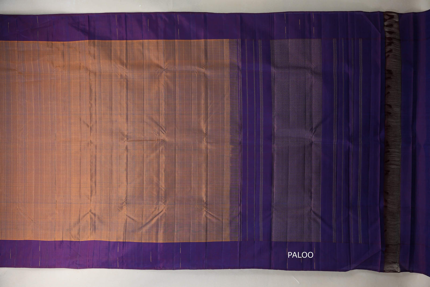 Dual Tone Mustard and Blue Plant Based Kanjivaram Silk Saree by Shreenivas Silks  paloo