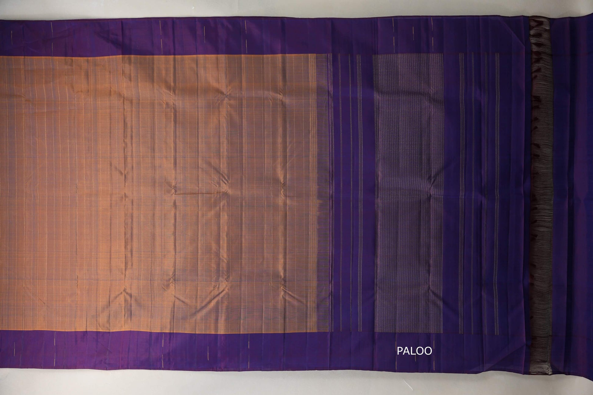 Dual Tone Mustard and Blue Plant Based Kanjivaram Silk Saree by Shreenivas Silks  paloo