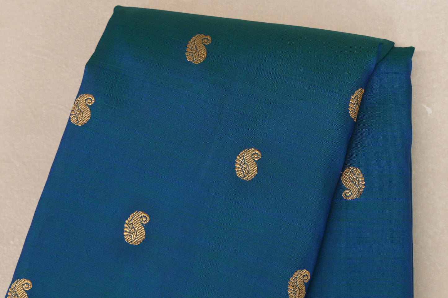 Peacock Blue Plant Based Kanjivaram Silk Saree by Shreenivas Silks body