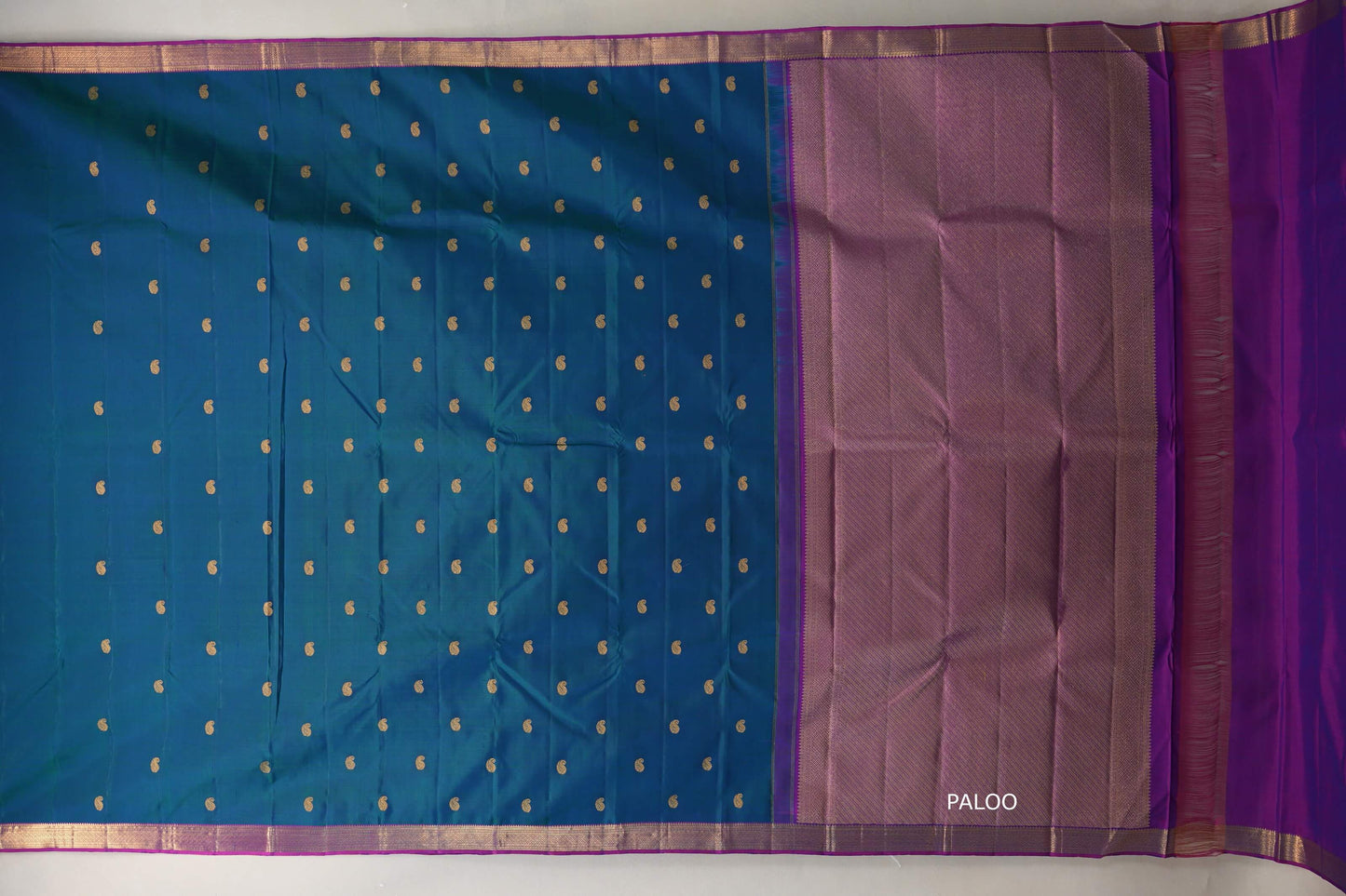 Peacock Blue Plant Based Kanjivaram Silk Saree by Shreenivas Silks paloo