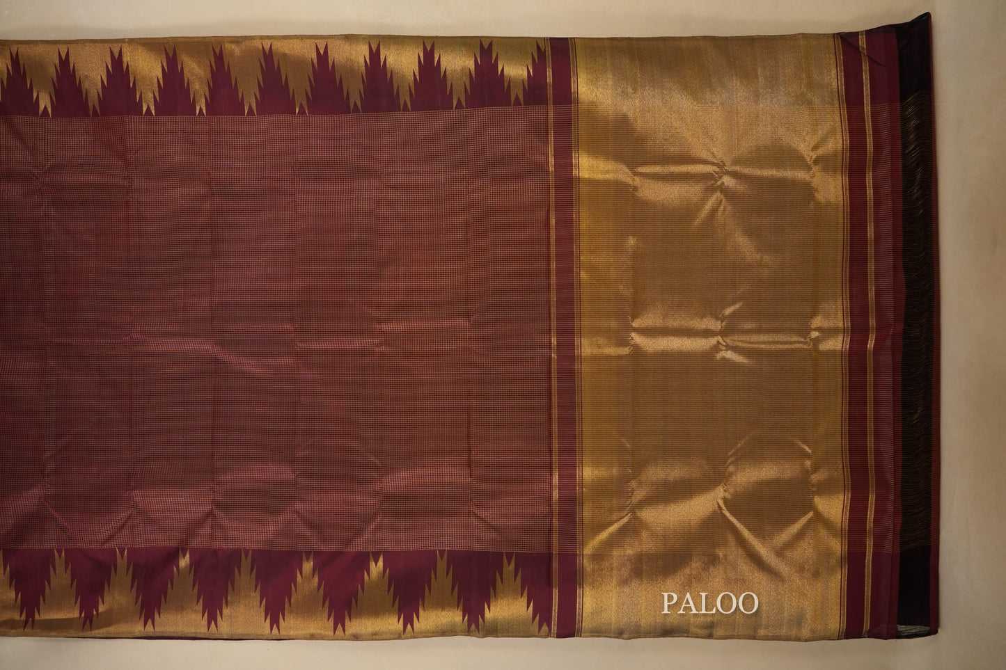 Dark Maroon Kanjivaram Silk Saree by Shreenivas Silks PSSR018075 - Parisera