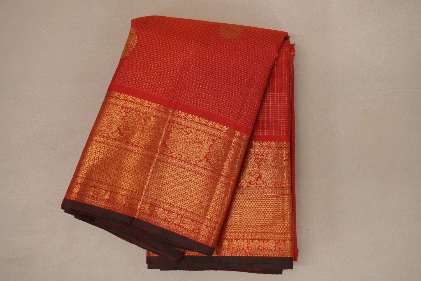Bright Red Vintage Kanjivaram Silk Saree by Shreenivas Silks PSSR019095
