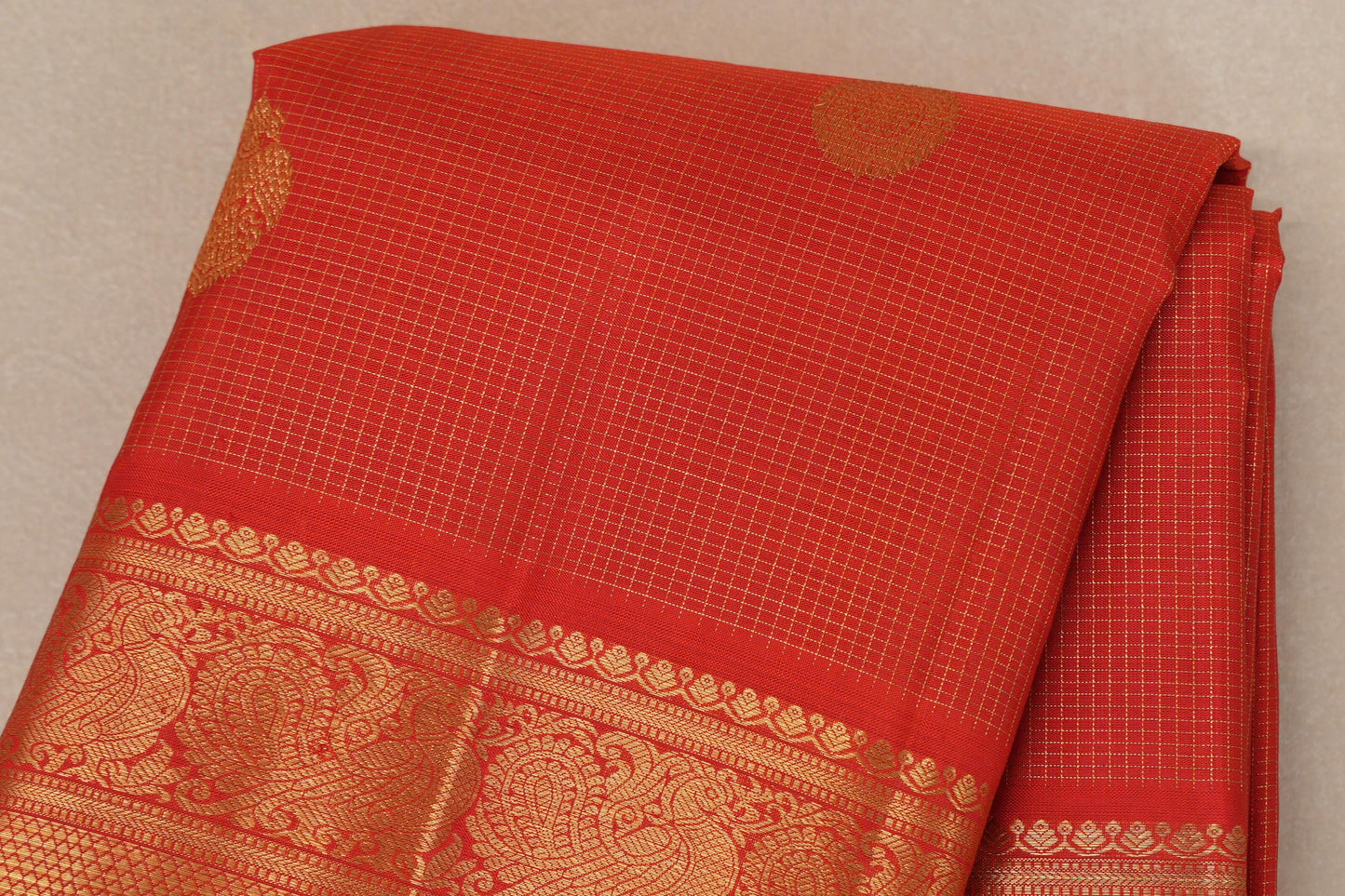 Bright Red Vintage Kanjivaram Silk Saree by Shreenivas Silks PSSR019095