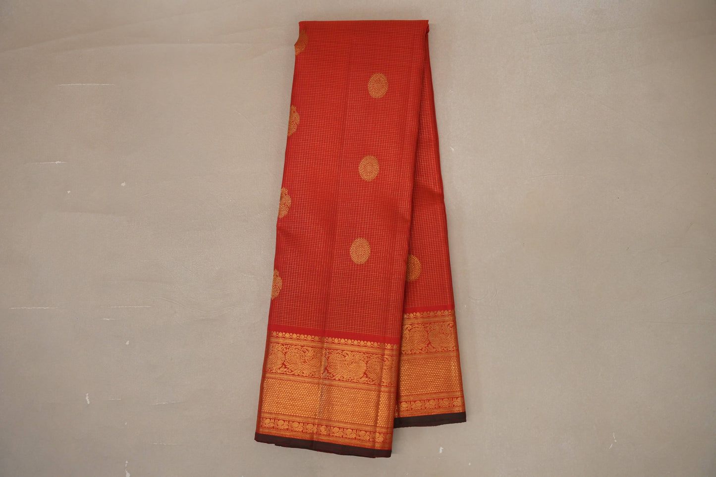 Bright Red Vintage Kanjivaram Silk Saree by Shreenivas Silks PSSR019095