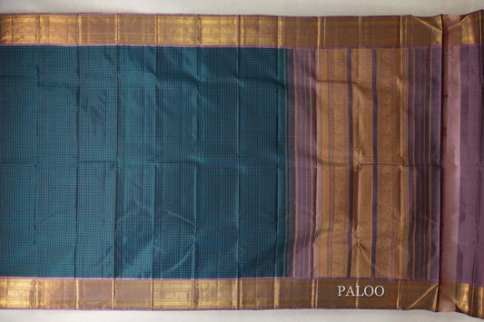 Peacock Green Vintage Kanjivaram Silk Saree paloo