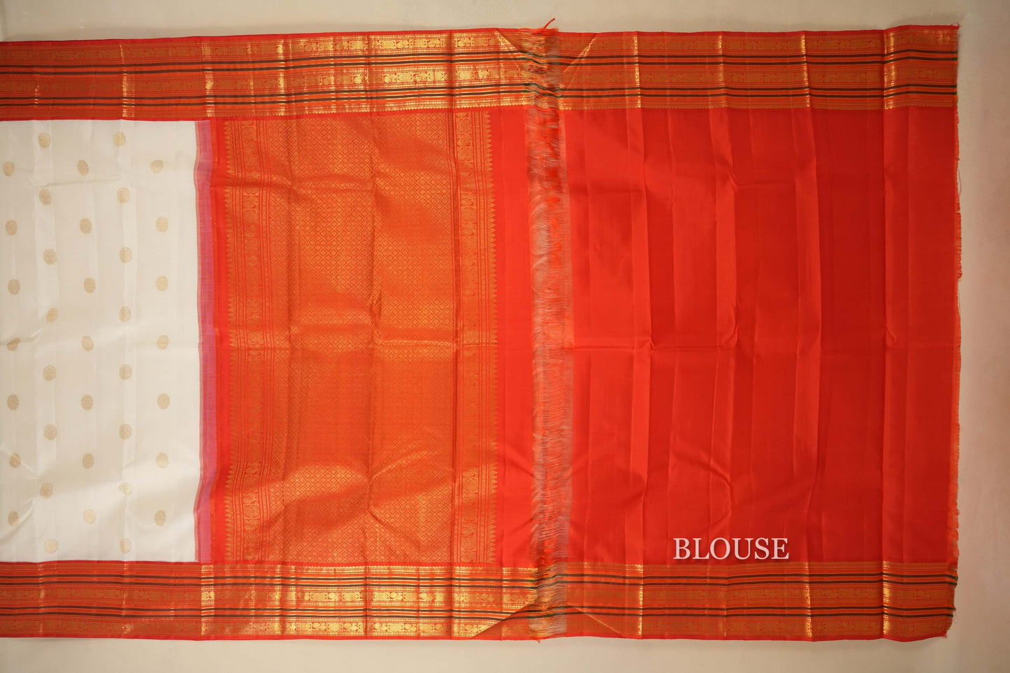 Off White Kanjivaram Silk Saree by Shreenivas Silks PSSR018076 - Parisera