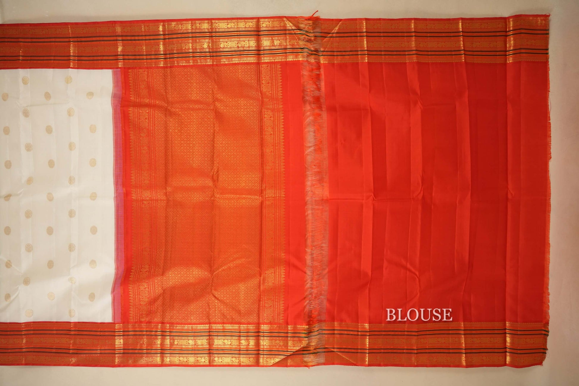 Off White Kanjivaram Silk Saree by Shreenivas Silks PSSR018076 - Parisera