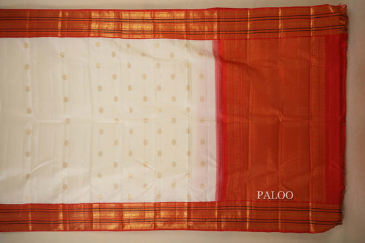 Off White Kanjivaram Silk Saree by Shreenivas Silks PSSR018076 - Parisera