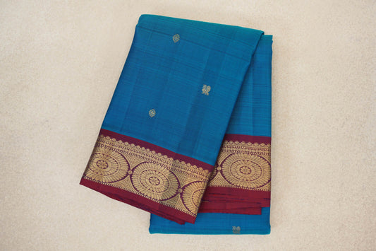 folded Azure Blue Vintage Kanjivaram Silk Saree