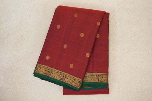 folded Deep Red Vintage Kanjivaram Silk Saree