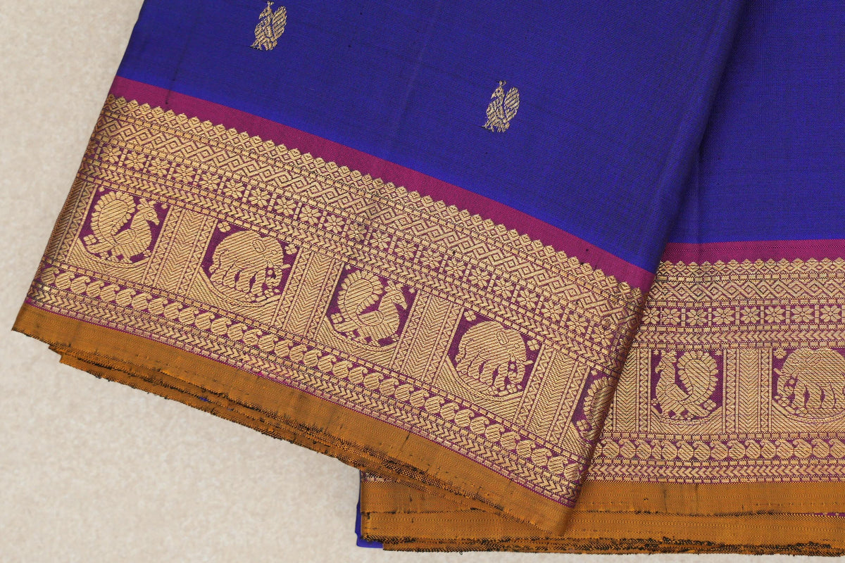 Deep Violet Vintage Kanjivaram Silk Saree border zoom