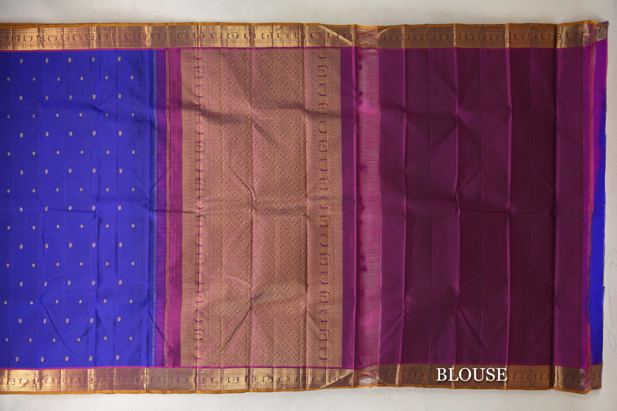 Deep Violet Vintage Kanjivaram Silk Saree blouse