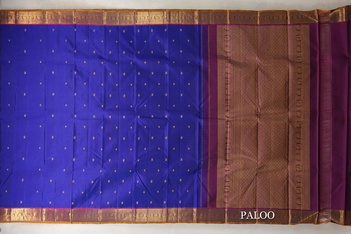Deep Violet Vintage Kanjivaram Silk Saree paloo