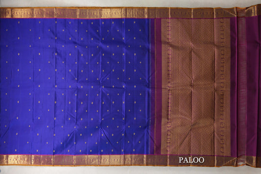 Deep Violet Vintage Kanjivaram Silk Saree paloo