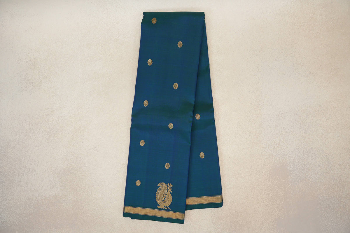 Peacock Green Plant Based Kanjivaram Silk Saree online