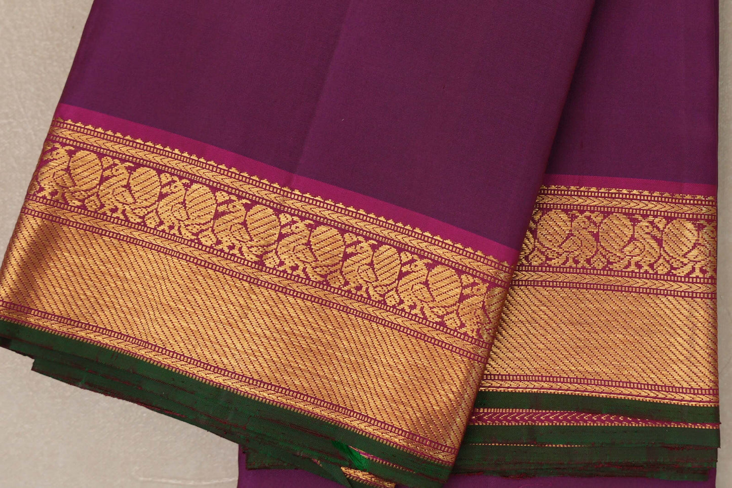 Deep plum purple Vintage Kanjivaram Silk Saree by Shreenivas Silks PSSR019101