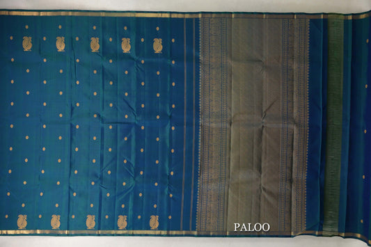 Peacock Green Plant Based Kanjivaram Silk Saree paloo
