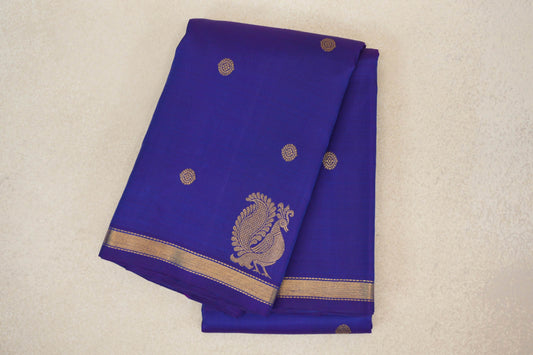 folded Violet Purple Plant Based Kanjivaram Silk Saree 