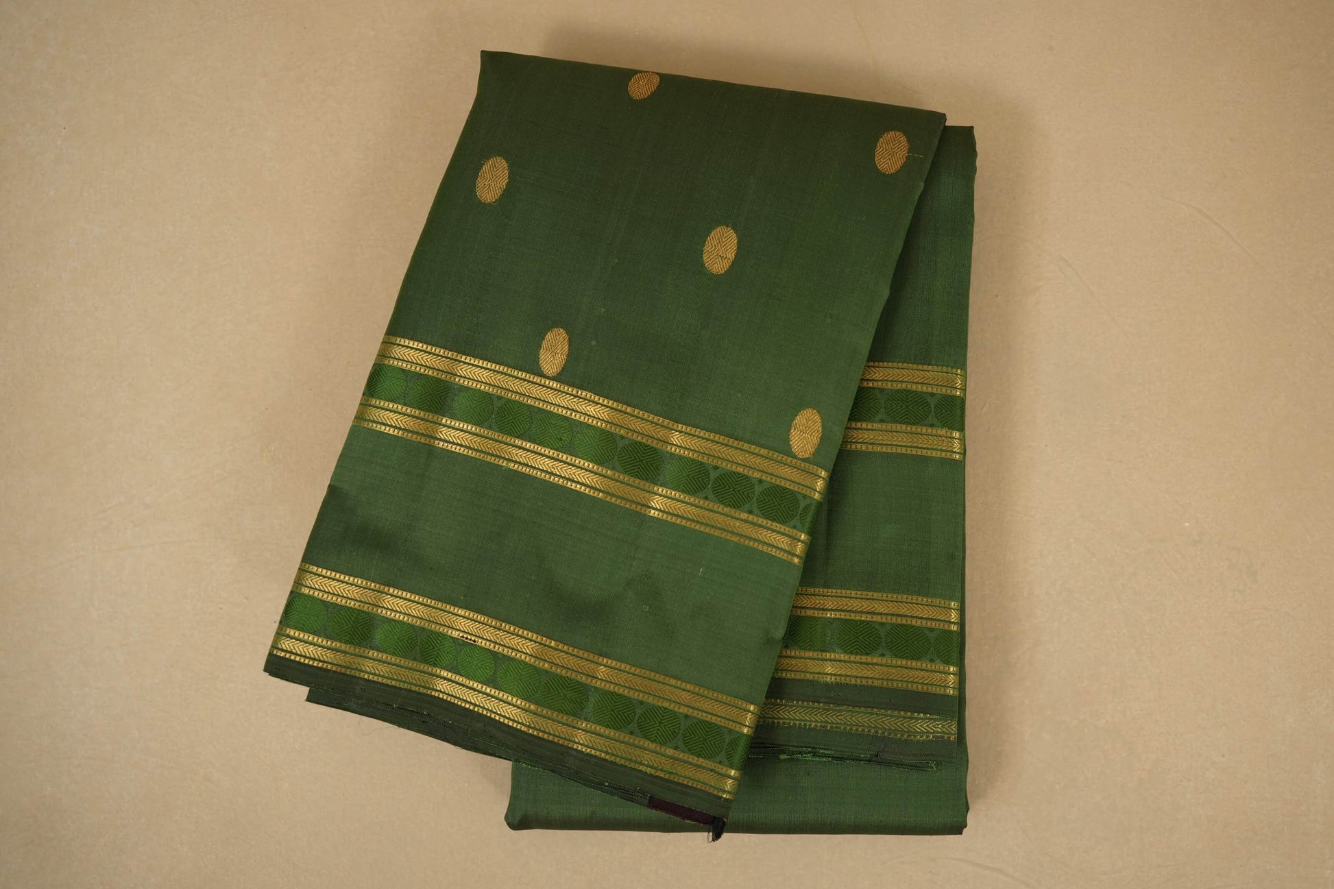 folded Moss Green Kanjivaram Silk Saree