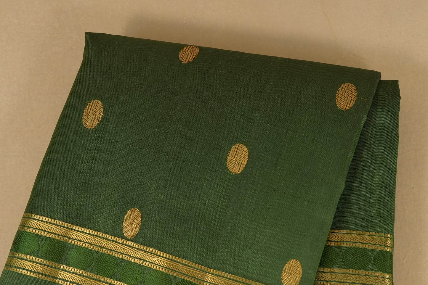 Moss Green Kanjivaram Silk Saree body zoom
