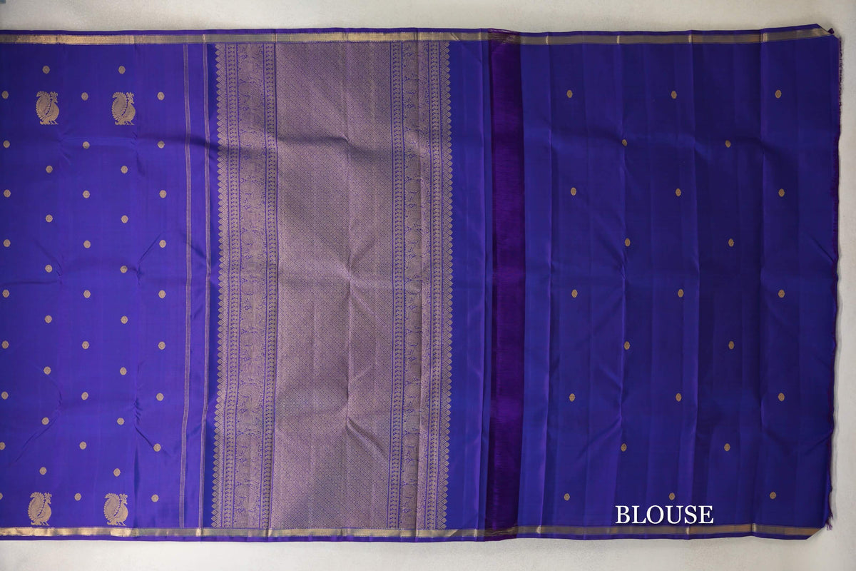 Violet Purple Plant Based Kanjivaram Silk Saree  blouse