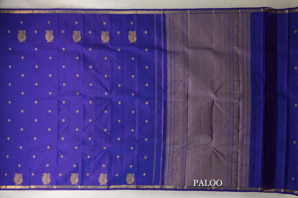 Violet Purple Plant Based Kanjivaram Silk Saree  paloo